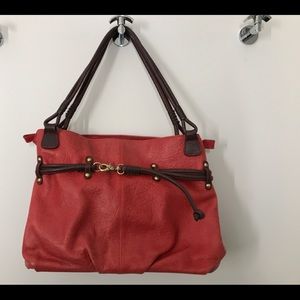Cecile & Jeanne slouchy red leather shoulder bag